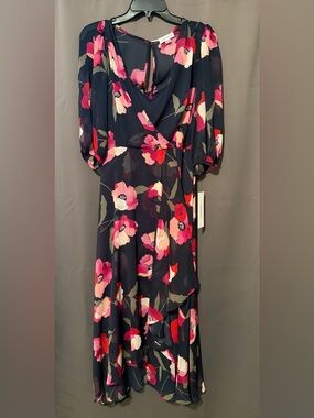 Calvin Klein Women's Faux Wrap Balloon-Sleeve Dress